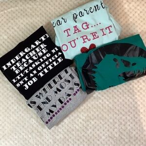 Teacher Graphic Tee Bundle Lot of 4 Size XL Funny Educator Shirts